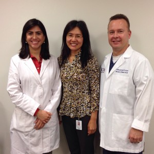 Dr. Bruna Ventura with Dr. Li Wang and Dr. Mitchell Weikert